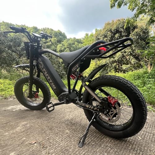 TUTTIO ICT Electric-Bike for Adults Age 16+, Peak 4000W-60V-25AH Electric-Dirt-Bike, 43-49MPH, 20" Fat-Tire-Electric-Motorcycle, Full Suspension E-Bike for Mountain Snow Off-Road School