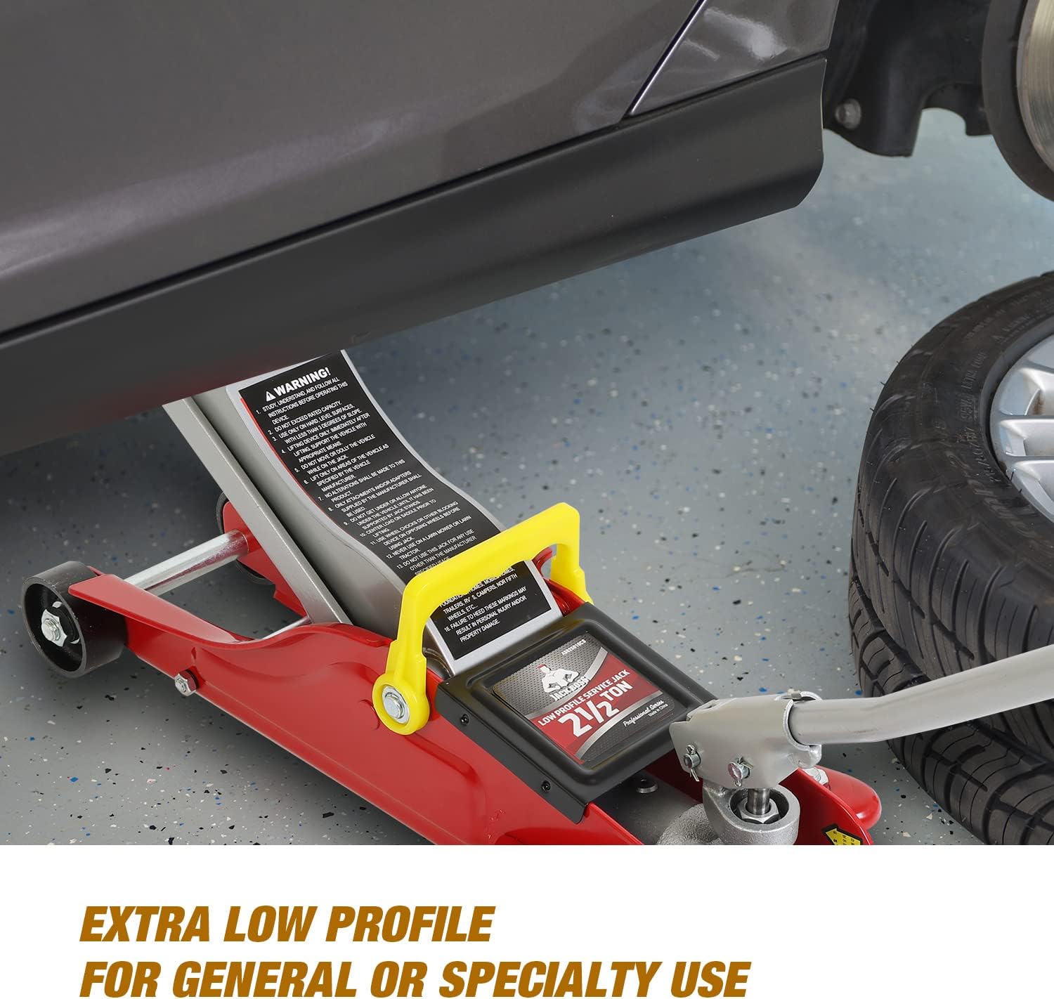 JackBoss Torin Hydraulic Low Profile Floor Jack 2.5 Ton (5,000 lb) Capacity Trolley Jack with Quick Lift Pump and Portable Storage Case, Red, T825010