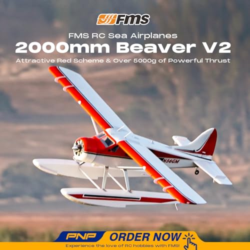 Fms Rc Plane 6 Channel Remote Control Airplane Beaver V2 2000mm (78") Wingspan with Flaps LED Water Plane Seaplane Without Float Rc Planes for Adults PNP (No Radio, Battery, Charger)