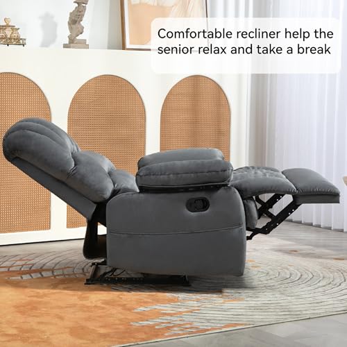 40'' Wide Manual Recliner Chair, Adjustable Angle Home Theater Seating, Oversized Fabric Sleeper Chair with Footrest, Lounge Lazy Sofa Reading Arm Chair for Living Room Lounge (Yellow)
