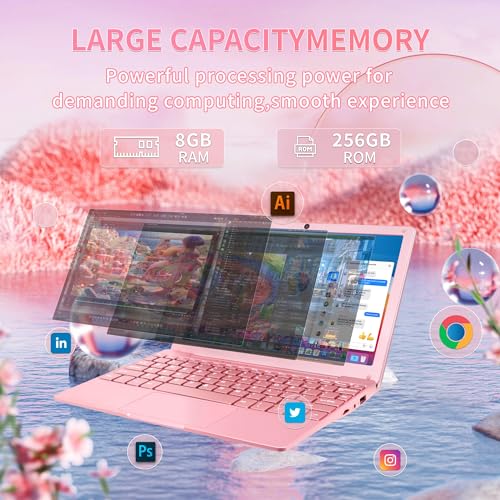 Svikou【Win11 Pro/Office 2019 10.1-inch Mini Laptop Celeron N4020, Quad Core 8GB RAM, 256GB SSD, Built-in Webcam, WiFi, HDMI, Easy to Carry, Suitable for Children and Adults,Gray