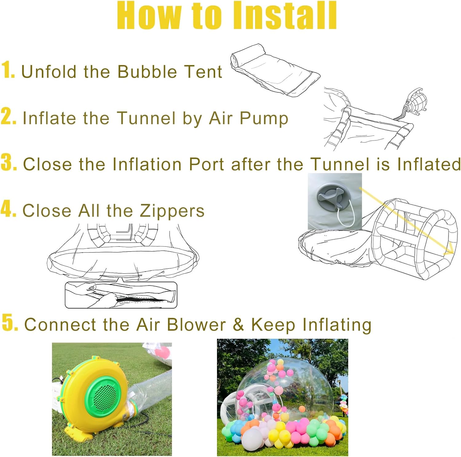 10FT Bubble House Inflatable Bubble Tent, Clear Bubble Balloon Dome Tent with Blower&Pump, Transparent Bubble Garden Tent for Events Exhibitions Party Wedding Birthday Decor