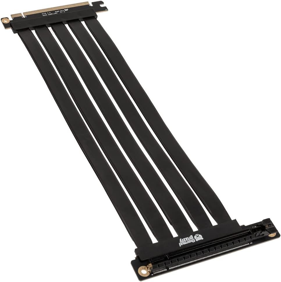 Thermal Grizzly PCIe 4.0 Riser Cable 30cm Long, Flexible Riser Cable PCI-e 4.0 x16 for Easy Insertion of Expansion Cards, Full Speed 16x PCIe Riser Extender Compatible with Computer Graphics Cards