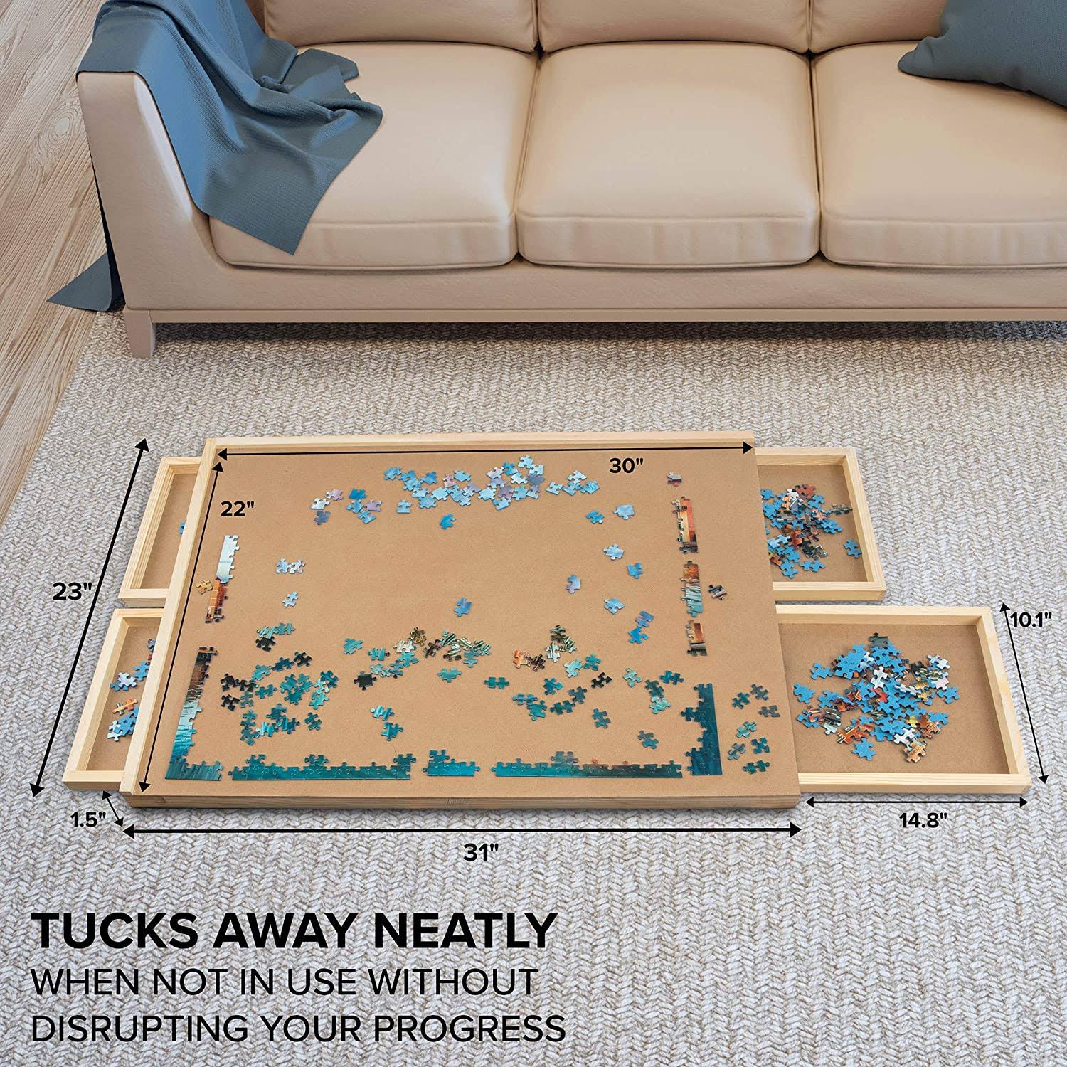 Skymall 1000 Piece Puzzle Board | Premium Wooden Jigsaw Puzzle Table with 4 Magnetic Removable Storage u0026 Sorting Drawers | 2