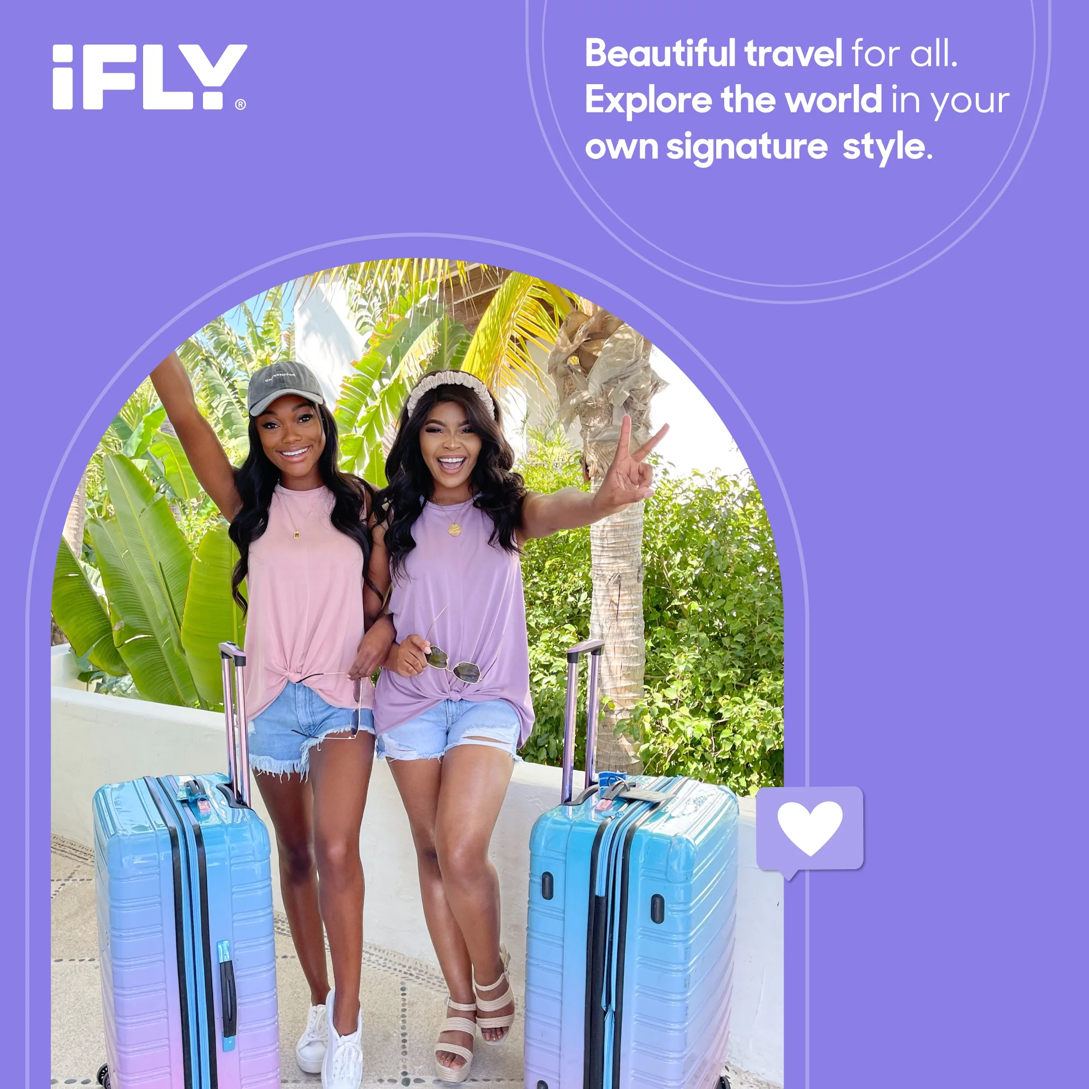 iFLY Hardside Luggage Fibertech 3 Piece Set, 20" Carry-on Luggage, 24" Checked Luggage and 28" Checked Luggage, Cotton Candy