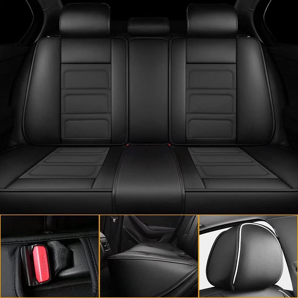 Car Seat Covers Custom Fit Full Set Seat Covers Compatible with Kia Soul 2015 2016 2017 2018 2019 2020 2021 Waterproof Faux Leather Vehicle Cushion Cover with Airbag