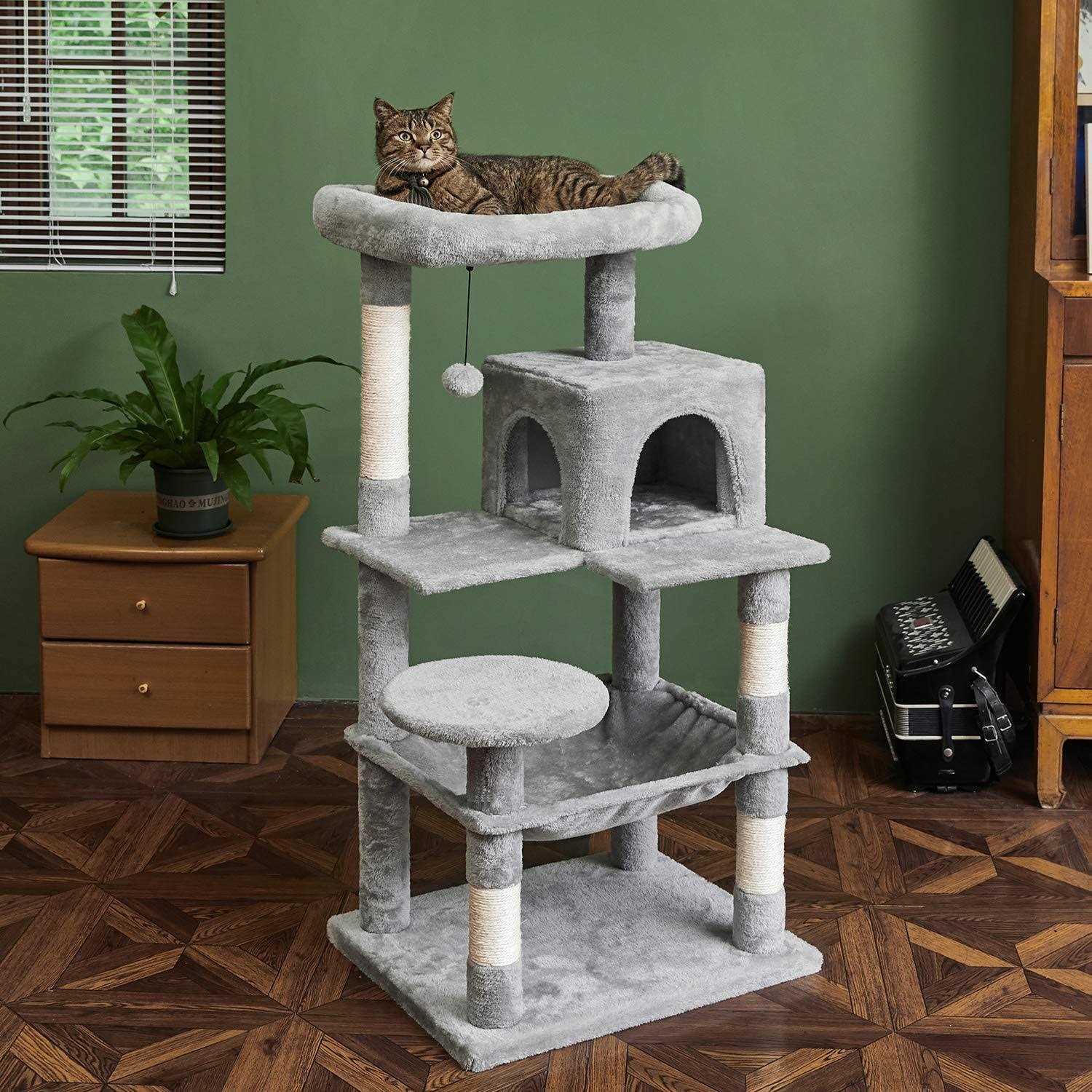 Catinsider 46.5 inches Cat Tree Multi-Level Cat Tower with Sisal-covered Scratching Posts Plush Perches Hammock and condo for ca - Pet Supplies online store