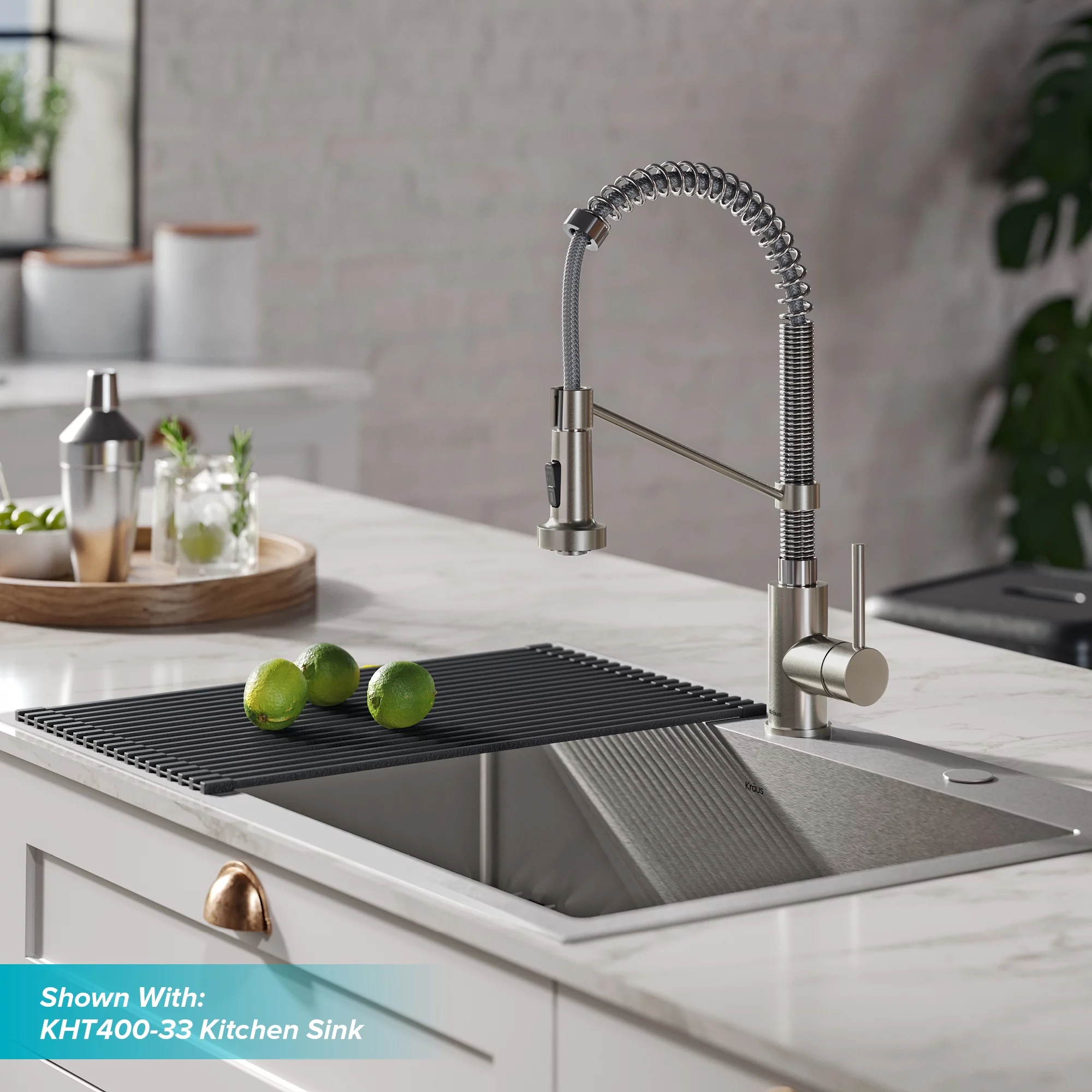 Kraus Bolden™ Single Handle 18-Inch Commercial Kitchen Faucet with Dual Function Pull-Down Sprayhead in Stainless Steel/Chrome Finish