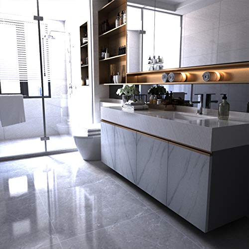 Large White Marble Granite Wallpaper Peel Stick Thicken 31.5x591inch Waterproof Furniture Sticker Self-Adhesive Contact Paper Marble Vinyl Wrap for Countertop Fireplace Backsplash DIY Wall Sticker
