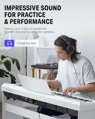 Donner DEP-20 Beginner Digital Piano 88 Key Full Size Weighted Keyboard, Portable Electric Piano with Furniture Stand, 3-Pedal Unit