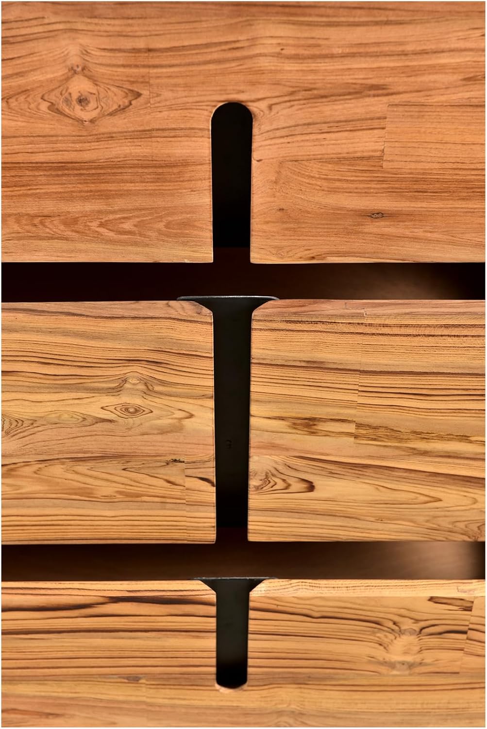 Lennox, Dresser, Scandinavian Solid Mango Wood with Reclaimed Teak Doors and Steel Legs, 6 Drawers, Light Brown