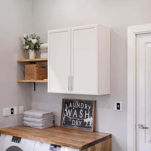 FIMELLO 30" Laundry Room Wall Cabinet with Adjustable Shelf, Large Wall Storage Cabinet, White Wall Cabinet with Doors, Upper Kitchen Cabinet, Cabinets for Laundry, Bathroom, Kitchen -White