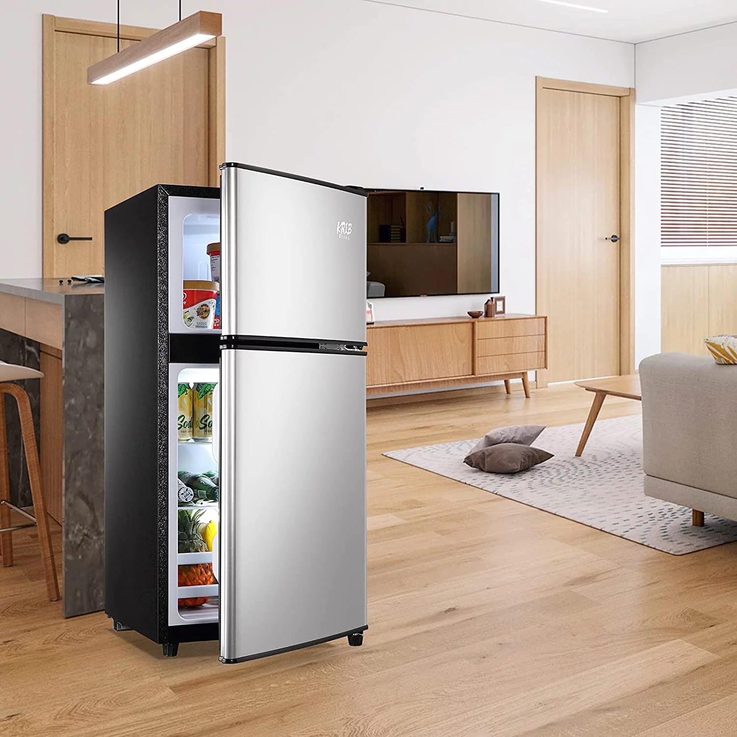 3.5cu.ft Compact Refrigerator Mini Fridge with Freezer, Krib Bling Small Refrigerator with 2 Door