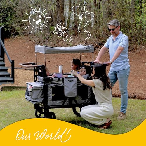 Keenz XC 2.0 - Luxury Comfort Stroller Wagon | Foldable 2 Passenger Double Seater with Adjustable Canopy | Cream