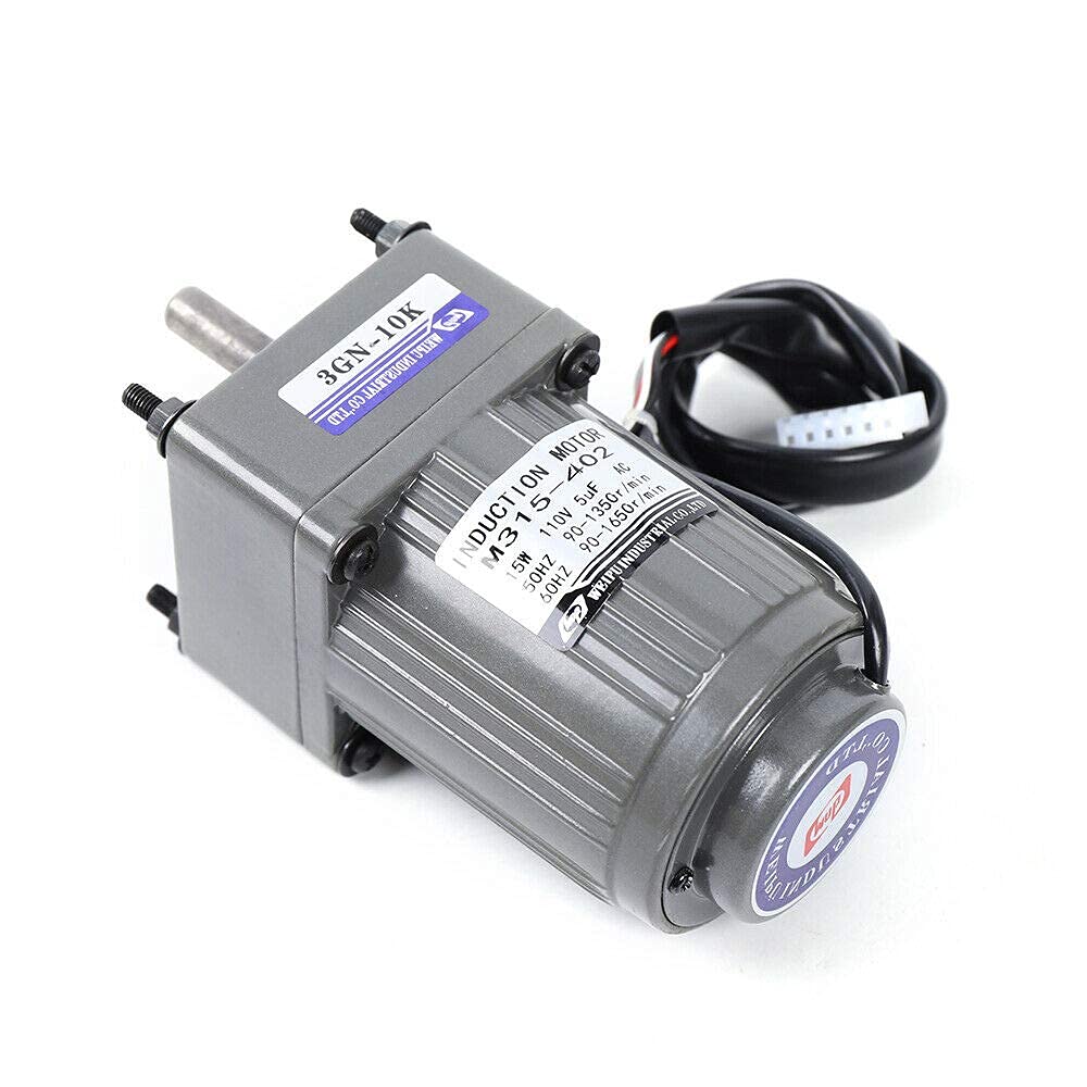 BTDH AC Gear Motor Electric Motor Variable Speed Controller 1:10 125RPM 110V 15W Single-Phase Smooth Operation Long Working Life