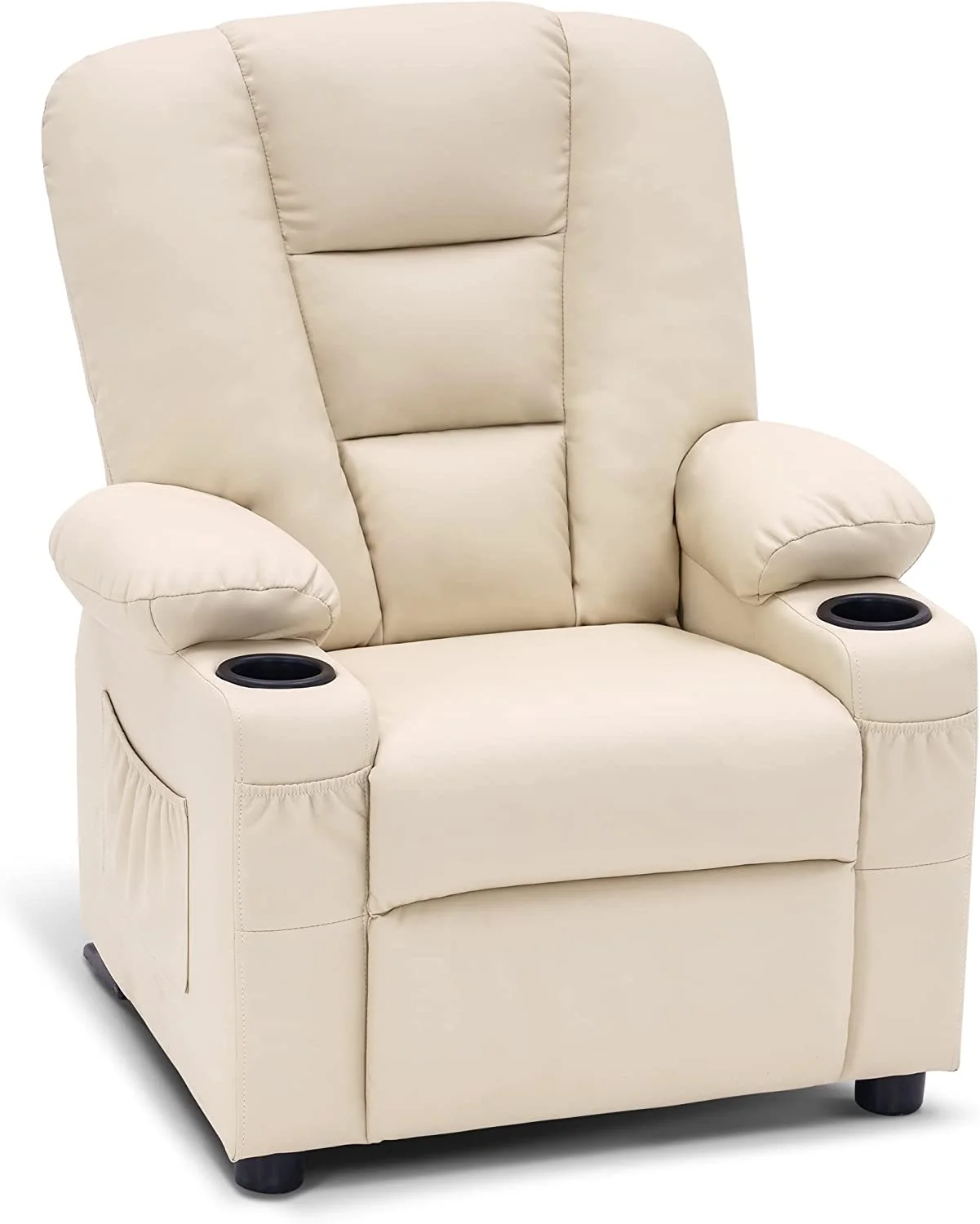 Big Kids Recliner Chair with Cup Holders for Toddler Boys and Girls, 2 Side Pockets, 3+ Age Group, Faux Leather 7322 (Violet)