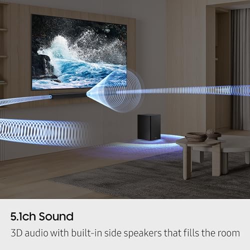 Samsung B-Series Soundbar HW-B630F 3.1 ch DTS Virtual:X Soundbar with Subwoofer (2025 Model) One Remote Control, Voice Enhance Mode, Adaptive Sound