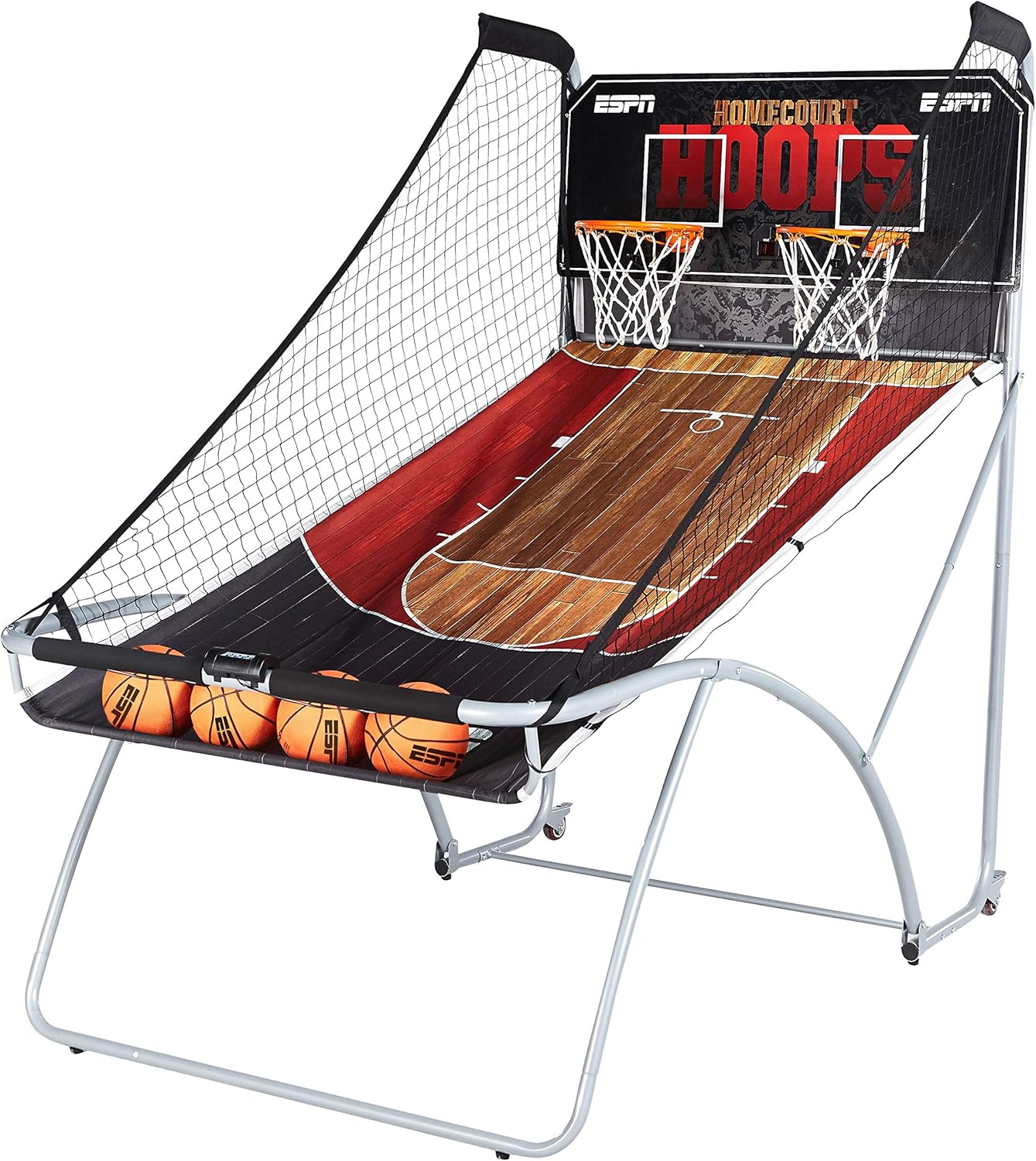 ESPN EZ Fold Indoor Basketball Game for 2 Players with LED Scoring and Arcade Sound Effects (6 Piece Set)