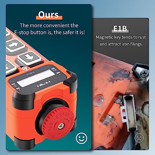 6 Channel 12-65V 12V 24V DC Industrial Wireless Crane Radio Remote Control for Electric Chain Hoist Overhead Bridge Travelling Crane Transmitter and Receiver w/E-Stop Push Button