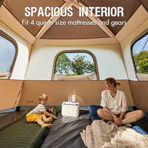 PORTAL 6 Person Camping Tent with Porch, Family Cabin Tent with Spacious Space, Water Resistant, Excellent Ventilation for Camping Outdoor Party Gathering