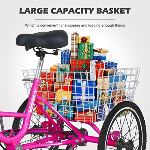 NAIZEA Adult Folding Tricycle Adult Tricycles, 7 Speed 20/24/26 Inch 3 Wheel Bike Cruiser Trike with Large Basket/Low-Step Through, Folding Adult Trikes Foldable Tricycle for Women, Men, Seniors