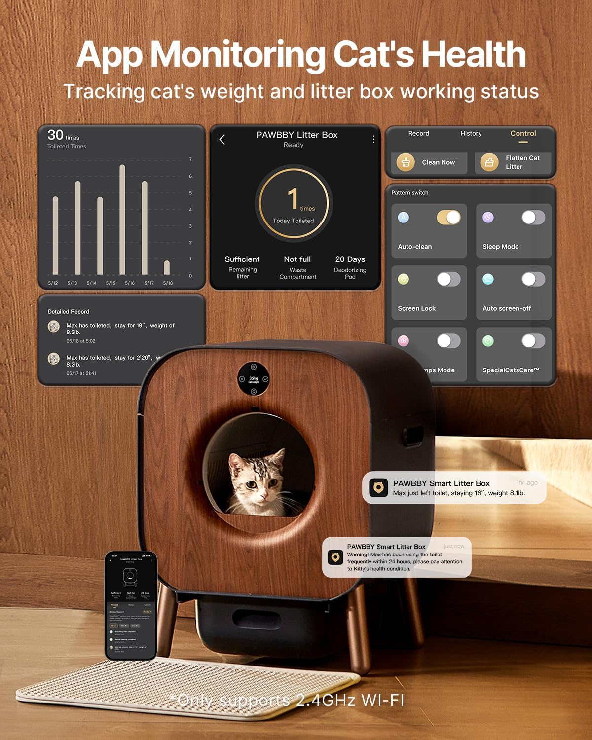 Self Cleaning Litter Box, Automatic Cat Litter Box Self Cleaning for Multi Cats, TUV Certified/Anti-Pinch/Safety Protection/Odor Removal/APP Control Extra Large Litter Box with Mat & Liner