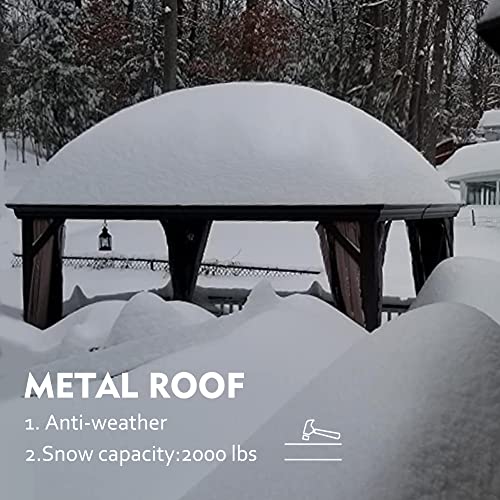 Kozyard Caesar 10'x10' Hardtop Gazebo - Permanent Metal Pavilion with Netting and Shaded Curtains for Patio, Backyard, and Deck - Galvanized Steel Outdoor Aluminum Canopy, Double Roof Gazebo (Grey)