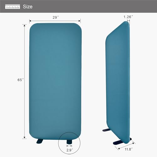 Standing Room Divider 29”x65” Portable Self Freestanding Partition for Classroom, Office, Studio Webcam Background, Sound Absorption Privacy Screen Separator (Steel)