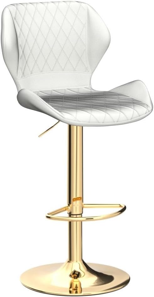 Lei Yu Adjustable Bar Stools Set of 4 Modern Velvet Swivel Bar Stools with Gold Stable Metal Frame Padded Island Chairs with Back and Footrest for Kitchen Island/Living Room/Pub/Coffee/Shop, Cream