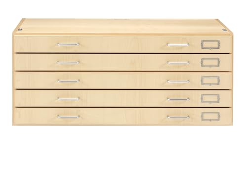 Diversified Spaces School Classroom Large Format File Cabinet, Counter Top Design, 40.5" W x 27" D x 17" H, Maple Construction, Five Drawers, Stackable, Chemical Resistant Finish, Made in USA