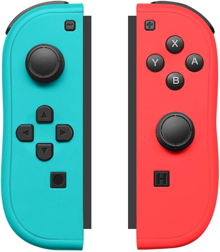 Joy-Pad Controller Compatible with Switch,Left and Right Controllers with Grip Support Wake-up Function(Transparent Black) Pack of 2