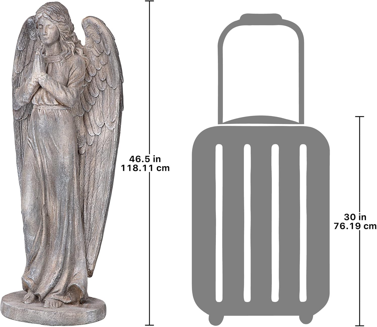 Design Toscano FU63854 Praying Angel of Mercy Outdoor Garden Statue, 18 inches wide, 46 inches tall, Handcast Polyresin, Gray Stone Finish