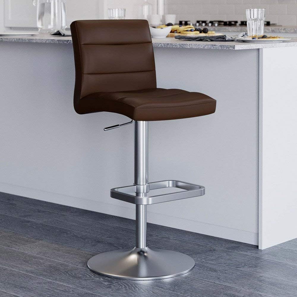 Zuri Furniture Black Lush Adjustable Height Swivel Armless Bar Stool