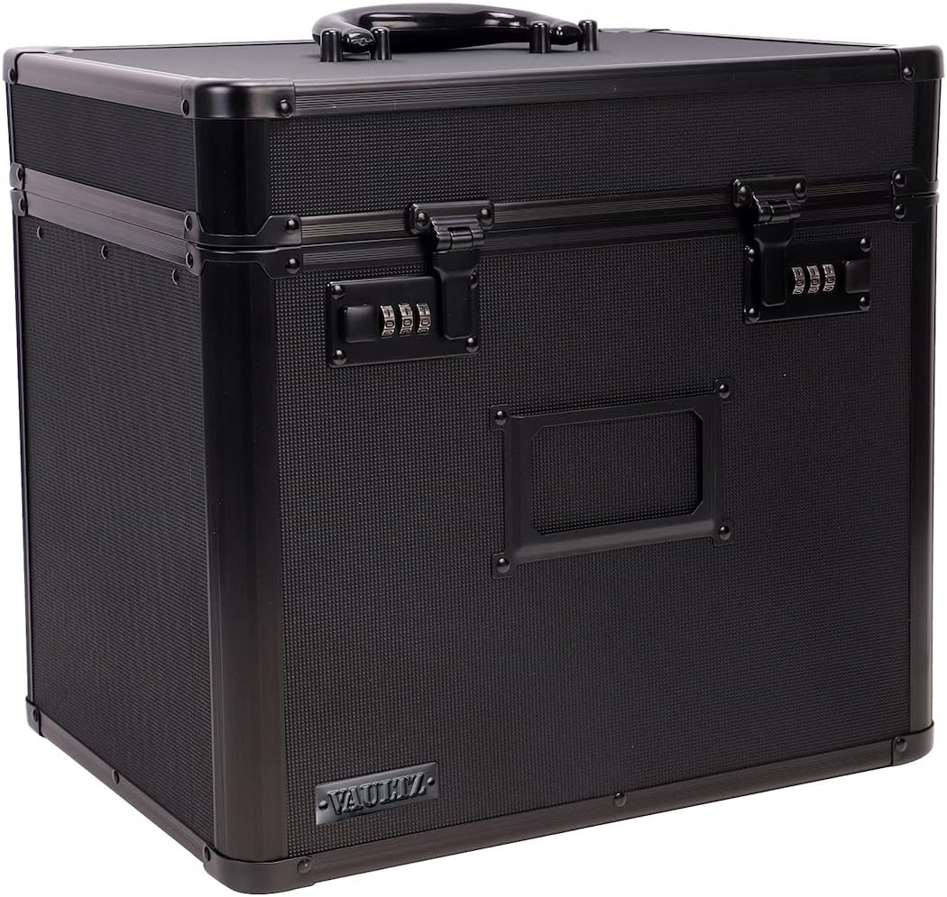 Vaultz Locking File Storage Chest, Two-Handled, Letter/Legal File Storage, 17 1/2 W x 14 D x 12 1/2 H Inches, Black (VZ01008) Pack of 2