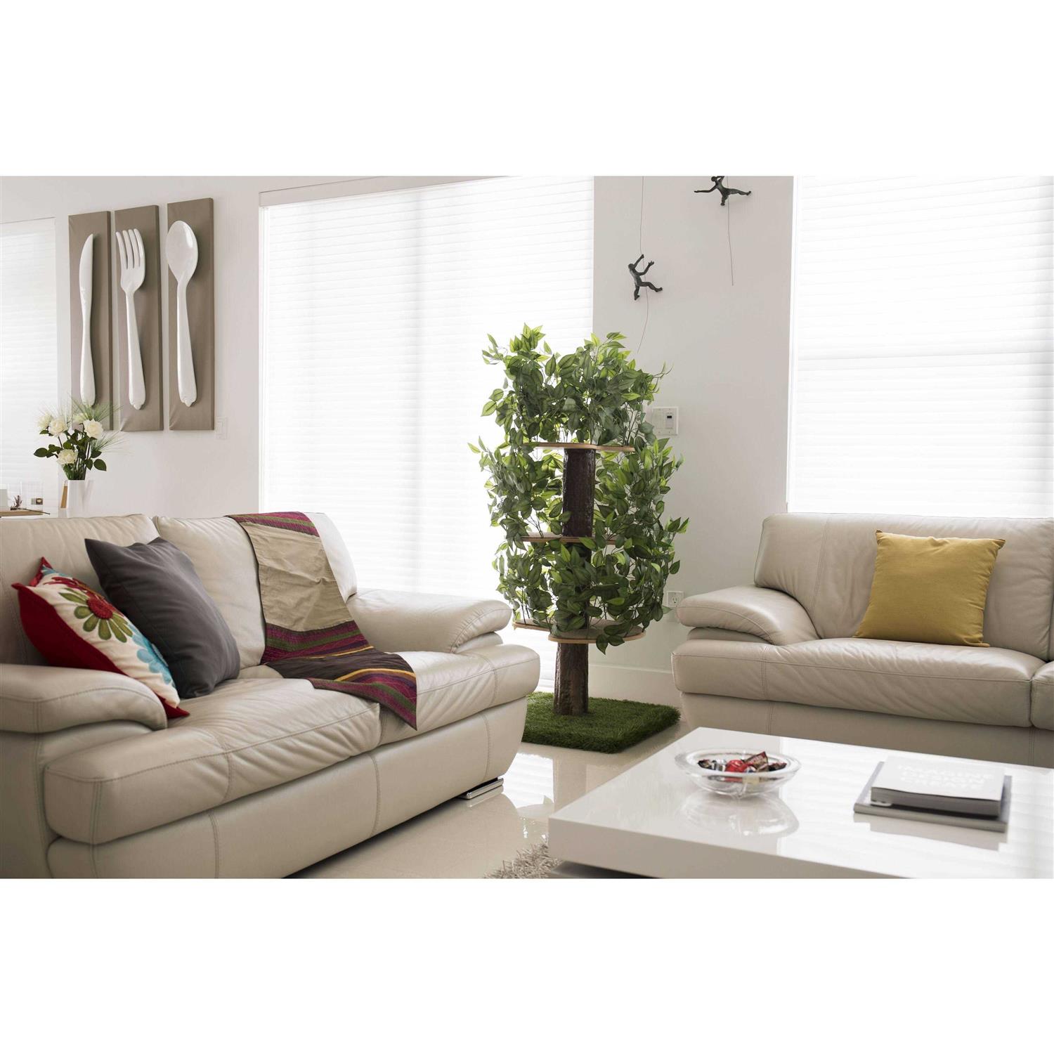 On2Pets Cat Tree with Leaves Cat House &amp; Cat Activity Tree - Pet Supplies online store