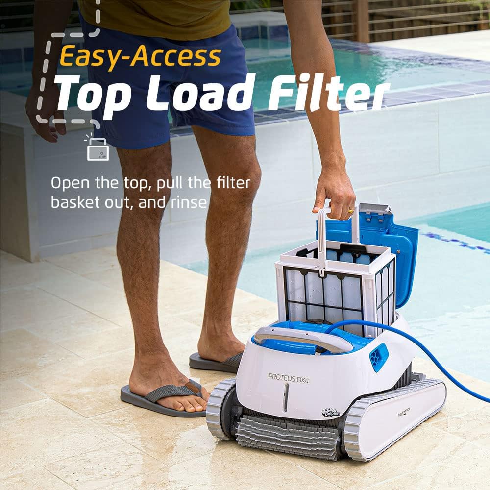 Dolphin Proteus DX4 Automatic Robotic Pool Vacuum Cleaner Includes Ultra-Fine Filters for an Ultimate Clean, Ideal for In-Ground Pool up to 50 FT in Length