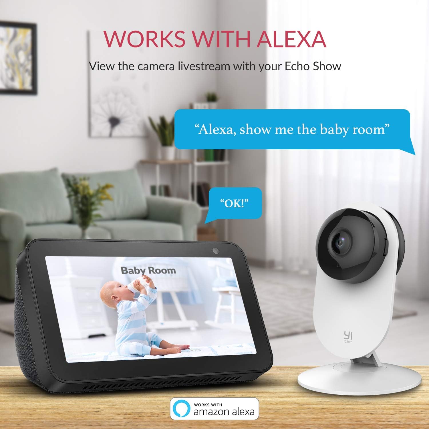 YI 4pc Security Home Camera, 1080p WiFi Smart Indoor Nanny IP Cam with Night Vision, 2-Way Audio, Motion Detection, Phone App, Pet Cat Dog Cam - Works with Alexa and Google