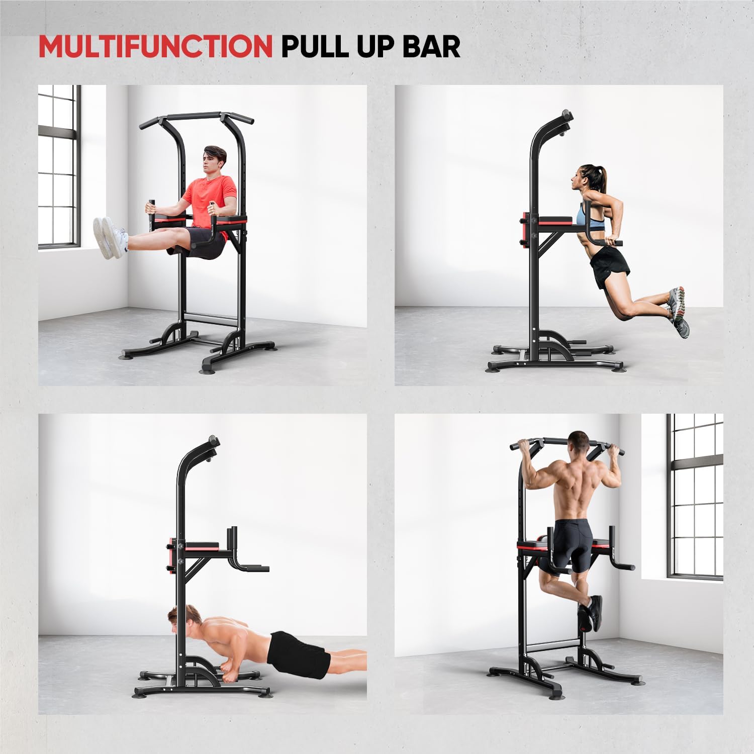 Pull Up Bar Station, Power Tower Dip Bar for Pull-up Push-up Multi-function Home Gym Strength Training Workout Equipment