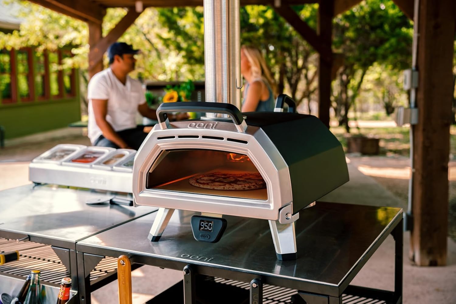 ooni Karu 16 Multi-Fuel Outdoor Pizza Oven - Wood and Gas Fired Oven - Outdoor Cooking Pizza Oven - Fire and Stonebaked Pizza Oven for Authentic Homemade Pizzas - Dual Fuel Pizza Maker
