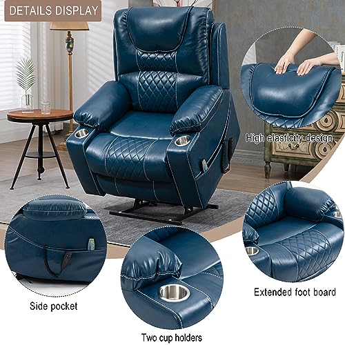 Power Lift Chair Lay Flat Recliner Infinite Position Electric Dual Motor Stand Up Lift Chair with Massage and Heat for Adults,Heavy Duty Recliners with 2 Remote Controls and Two Cup Holders
