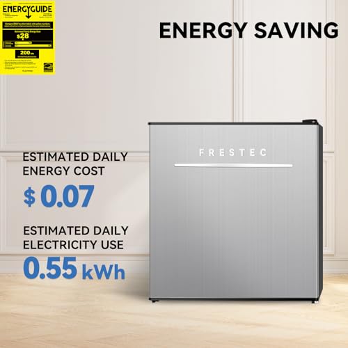 Frestec 1.7 Cu.Ft Mini Fridge for Bedroom, Mini Refrigerator with freezer, Dorm Fridge with Freezer, Reversible Door Perfect for Room and Office, Adjustable Temperature