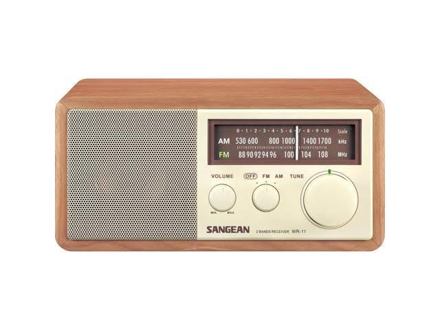 Sangean WR-11SE FM/AM Analog Wood Cabinet Receiver Radio Tuner - Walnut Gold