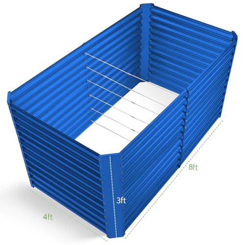Land Guard 8x4x3ft Rectangular Galvanized Raised Garden Beds, 36" Tall Large-Capacity Metal Planter Box Outdoor, Durable Deep Raised Garden Bed, Raised Beds for Gardening Vegetables, Classic Silver