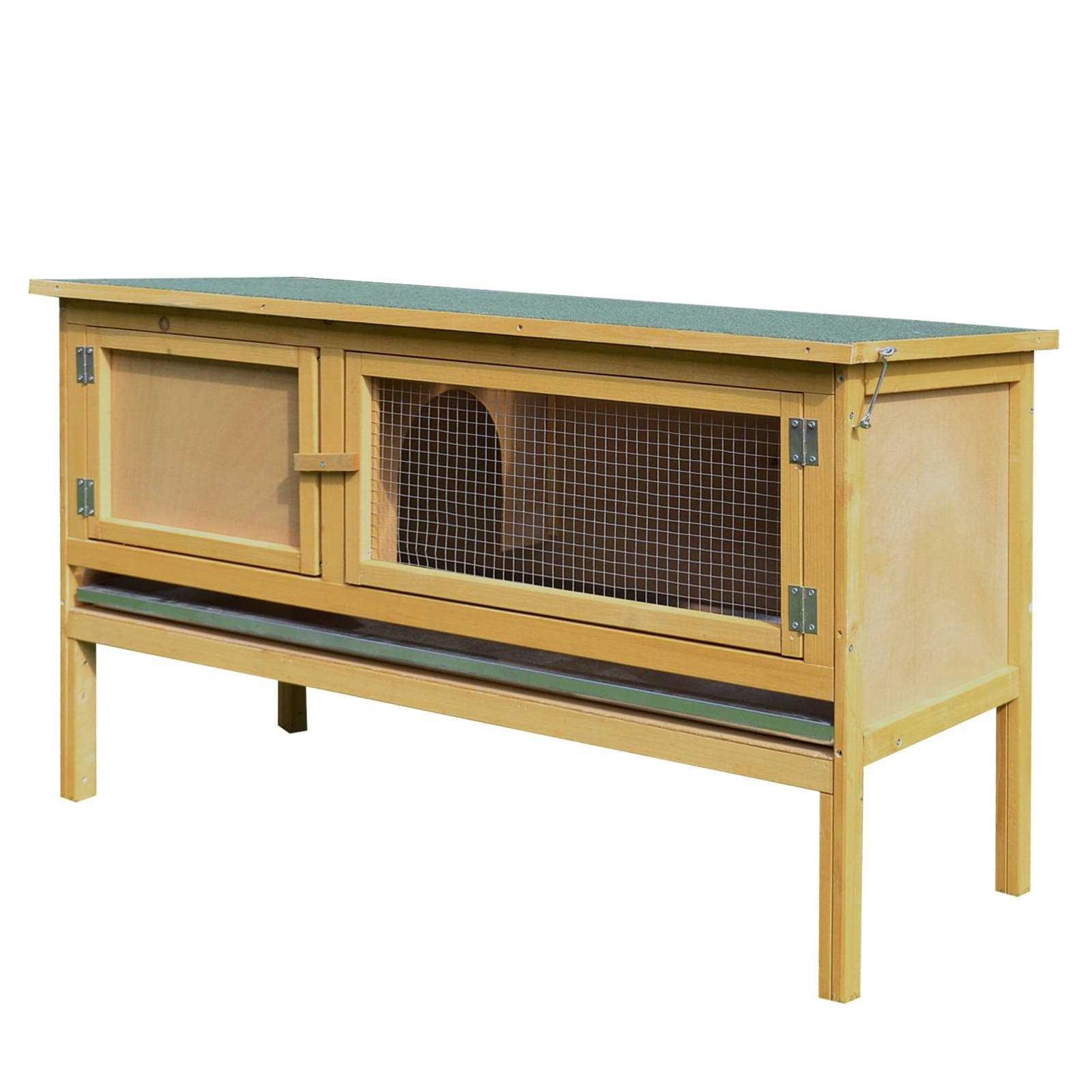 PawHut Wooden Rabbit Hutch Bunny Cage with Openable Waterproof Roof - Pet Supplies online store