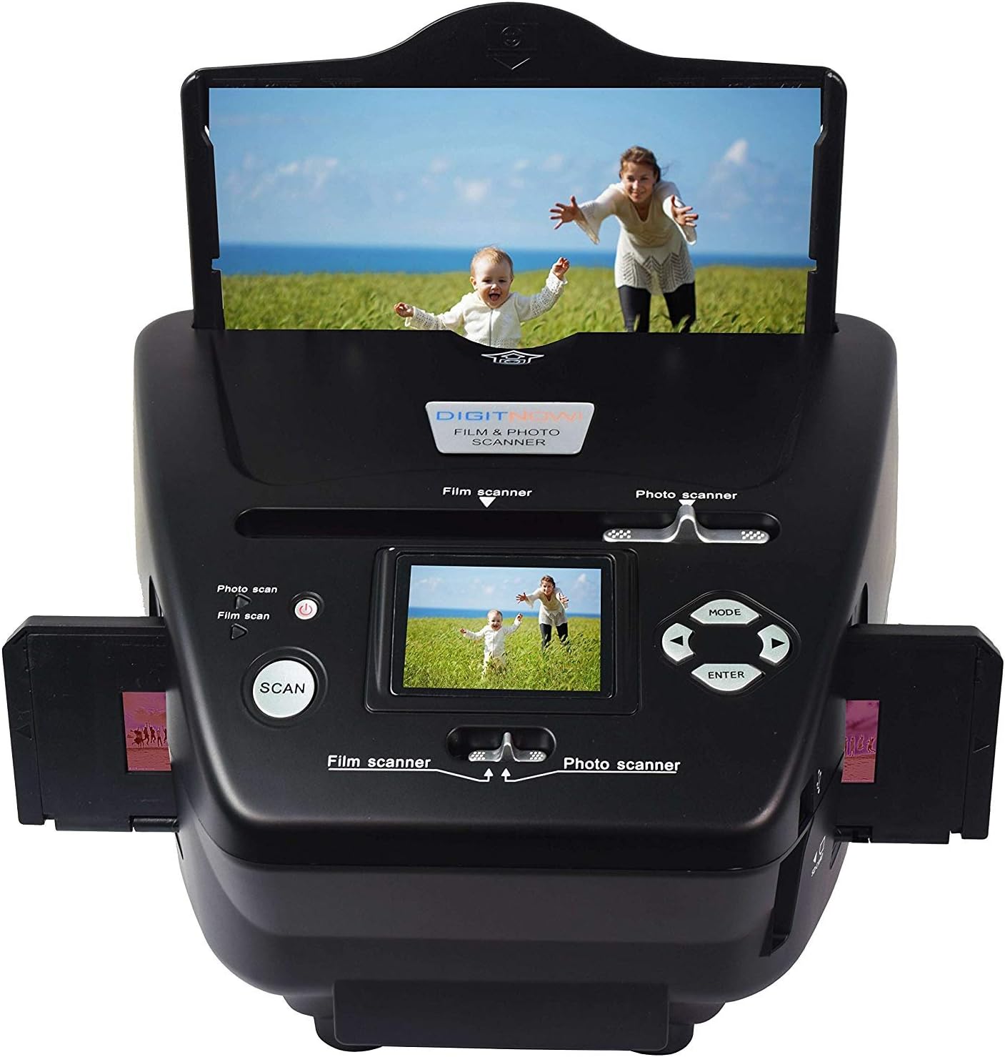 DIGITNOW All-in-One High Resolution 16MP Film Scanner, with 2.4" LCD Screen Converts 35mm/135slides&Negatives Film Scanner Photo, Name Card (Black)