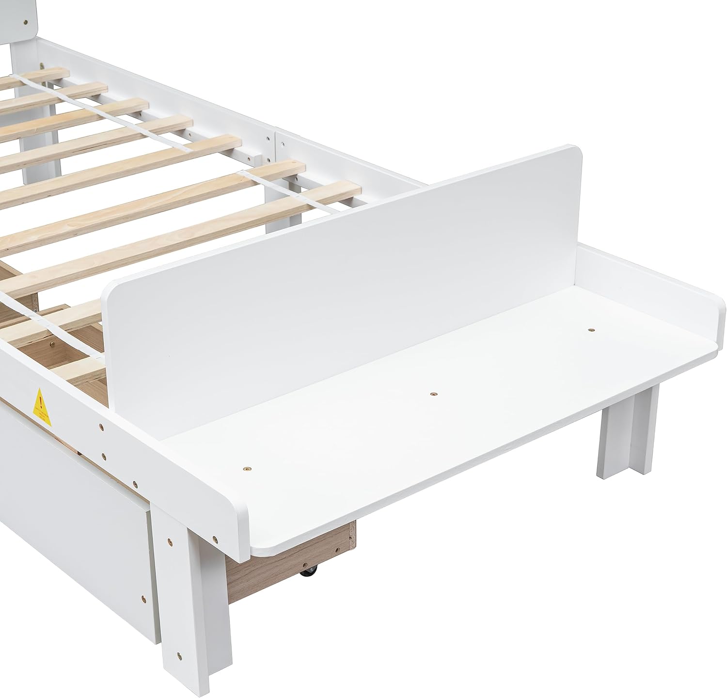 Bellemave Twin Size Platform Bed with Footboard Bench, Low Platform Bed Frame with Storage Drawers for Kids Boys Girls,Solid Wood Twin Bed Frame (Twin,White)