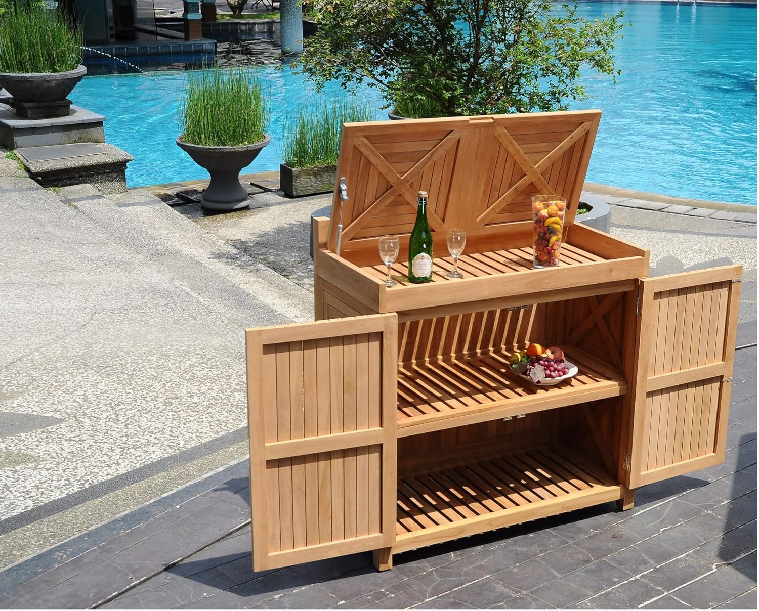 Grade A Teak Wood Outdoor Patio Solvang Teak Storage Cabinet #13SoCb