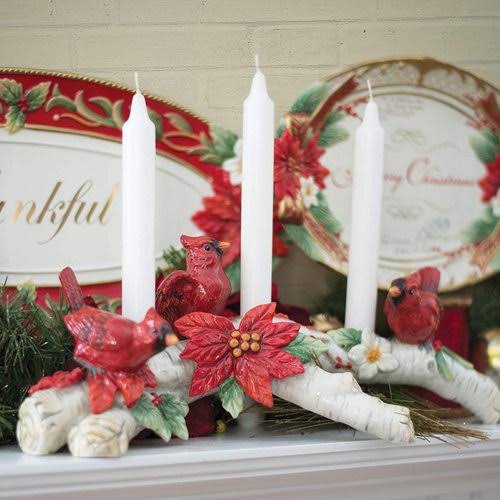 Fitz and Floyd Assorted Cardinal Christmas Candelabra