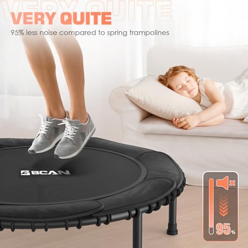 BCAN 450LBS/550LBS Foldable Mini Trampoline, 40"/48" Fitness Trampoline with Durable Bungees, Stable & Quiet Exercise Rebounder for Kids/Adults,Great Mini Trampoline for Indoor/Garden Workout