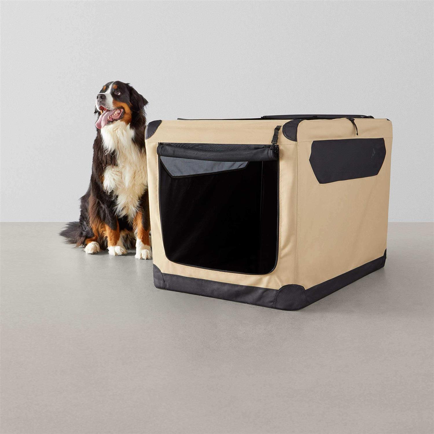 Amazon Basics 2-door Soft-sided Folding Travel Crate Dog Kennel - Pet Supplies online store
